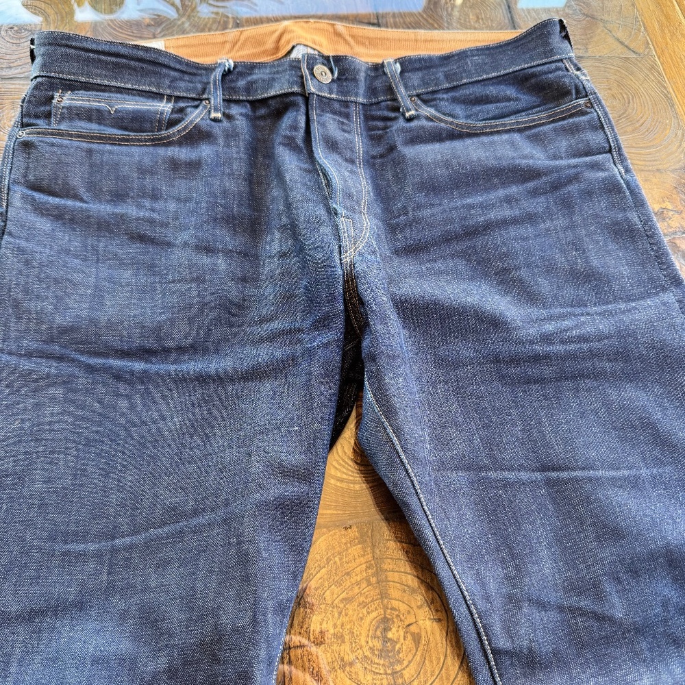 Men’s Raw Selvedge Denim Jeans 36x34 – USA Made, Button Fly, 100% Cotton, Herita